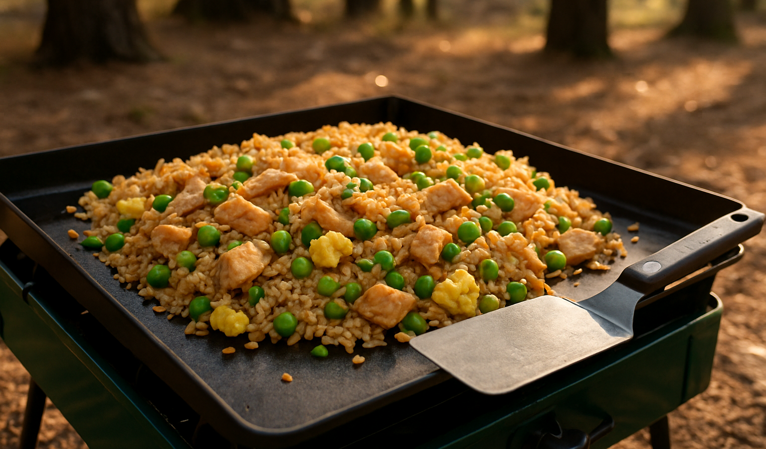 Camp Griddle Chicken Fried Rice with Ginger and Scallions