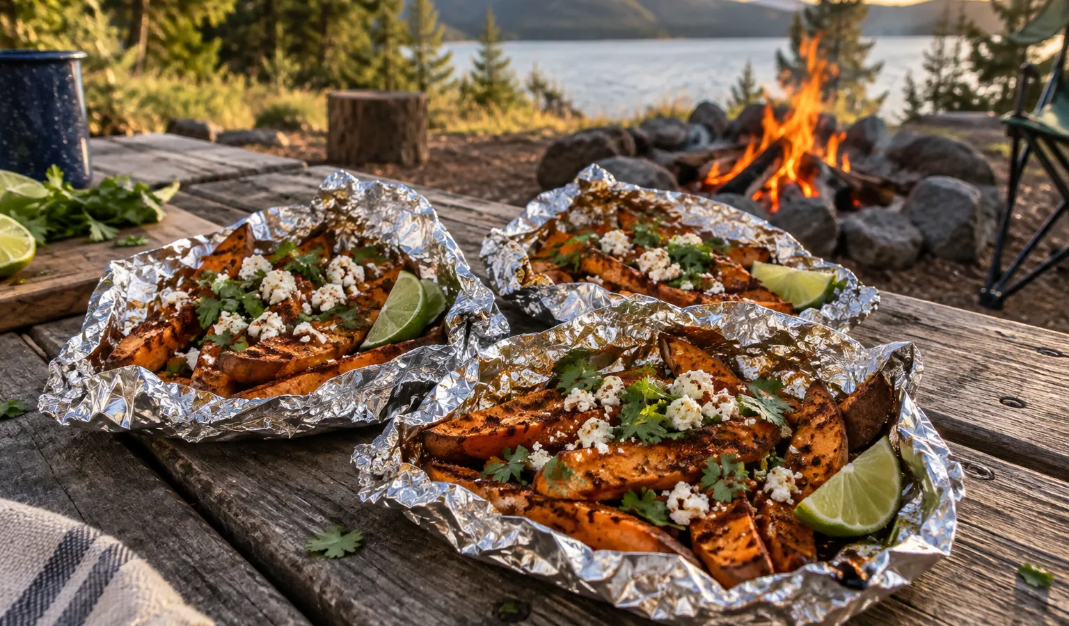 Campfire Chili-Lime Sweet Potato Wedge Foil Packets