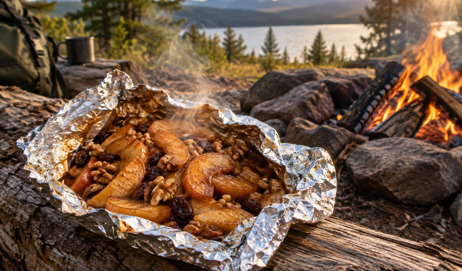 Campfire Foil Packet Maple Cinnamon Apples with Walnuts