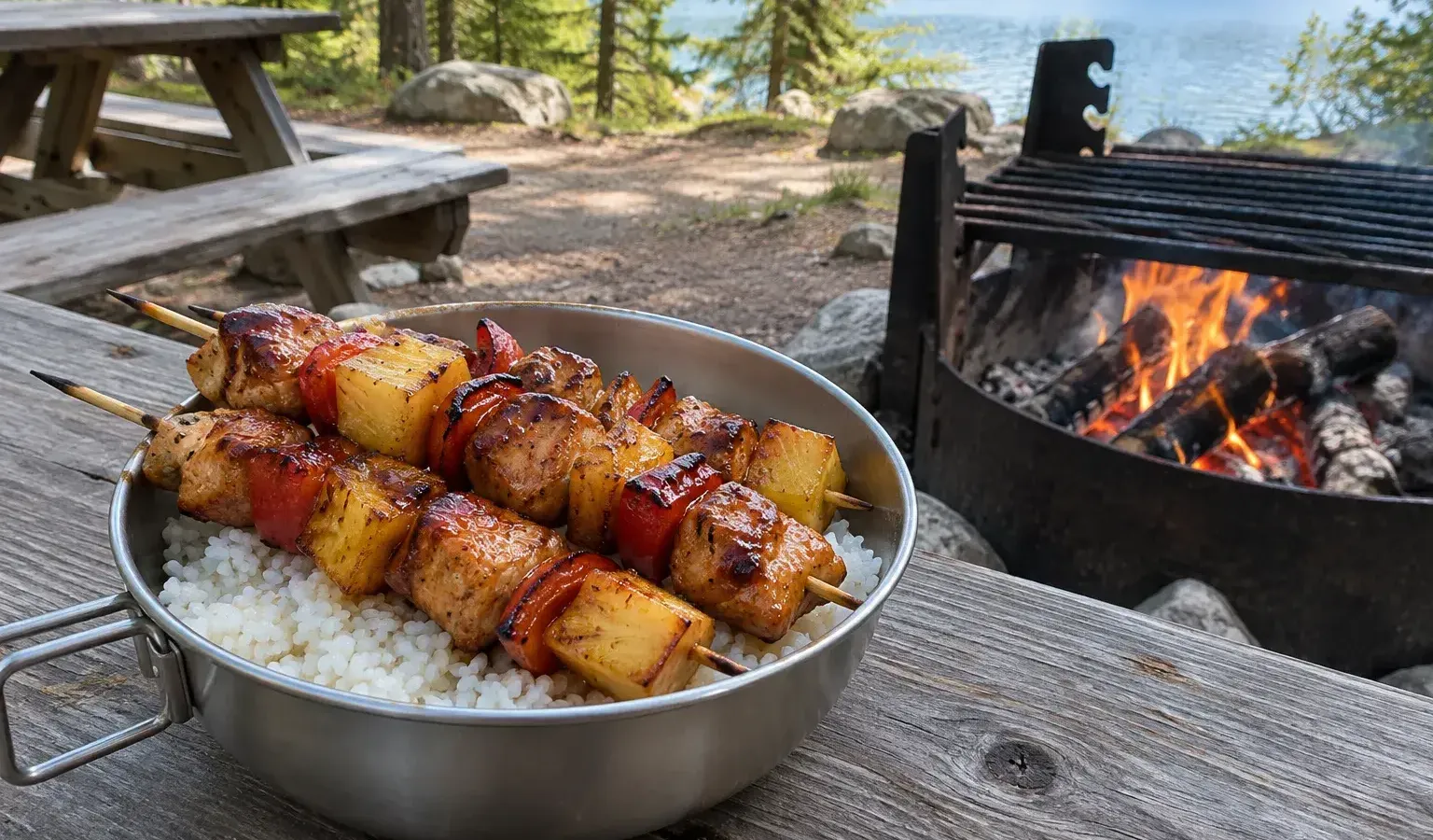Campfire Pineapple Teriyaki Chicken Skewers Kids Will Love