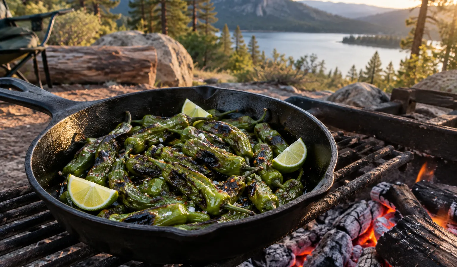Cast Iron Blistered Shishito Peppers with Lime
