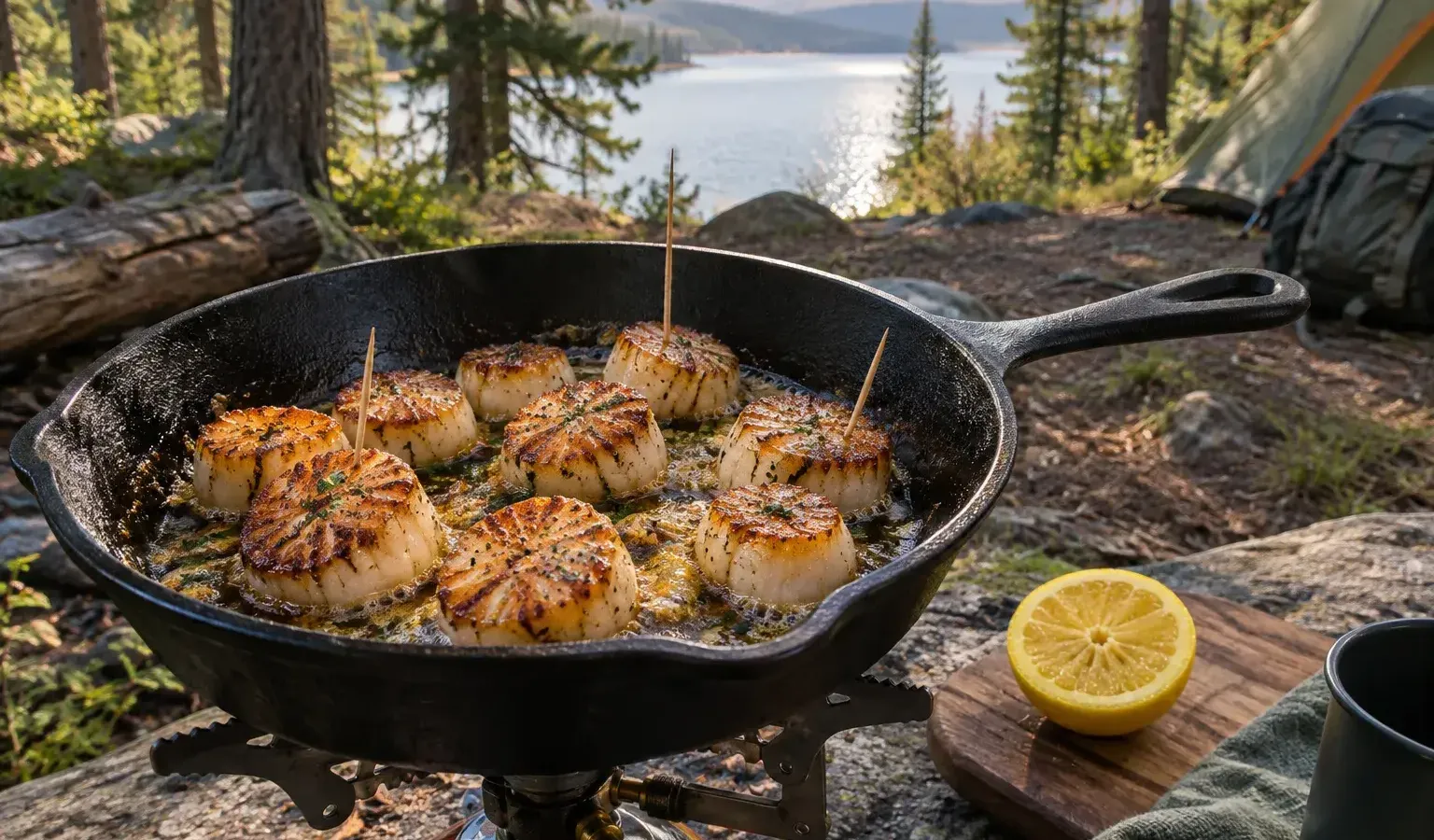 Cast Iron Brown Butter Seared Scallops with Lemon