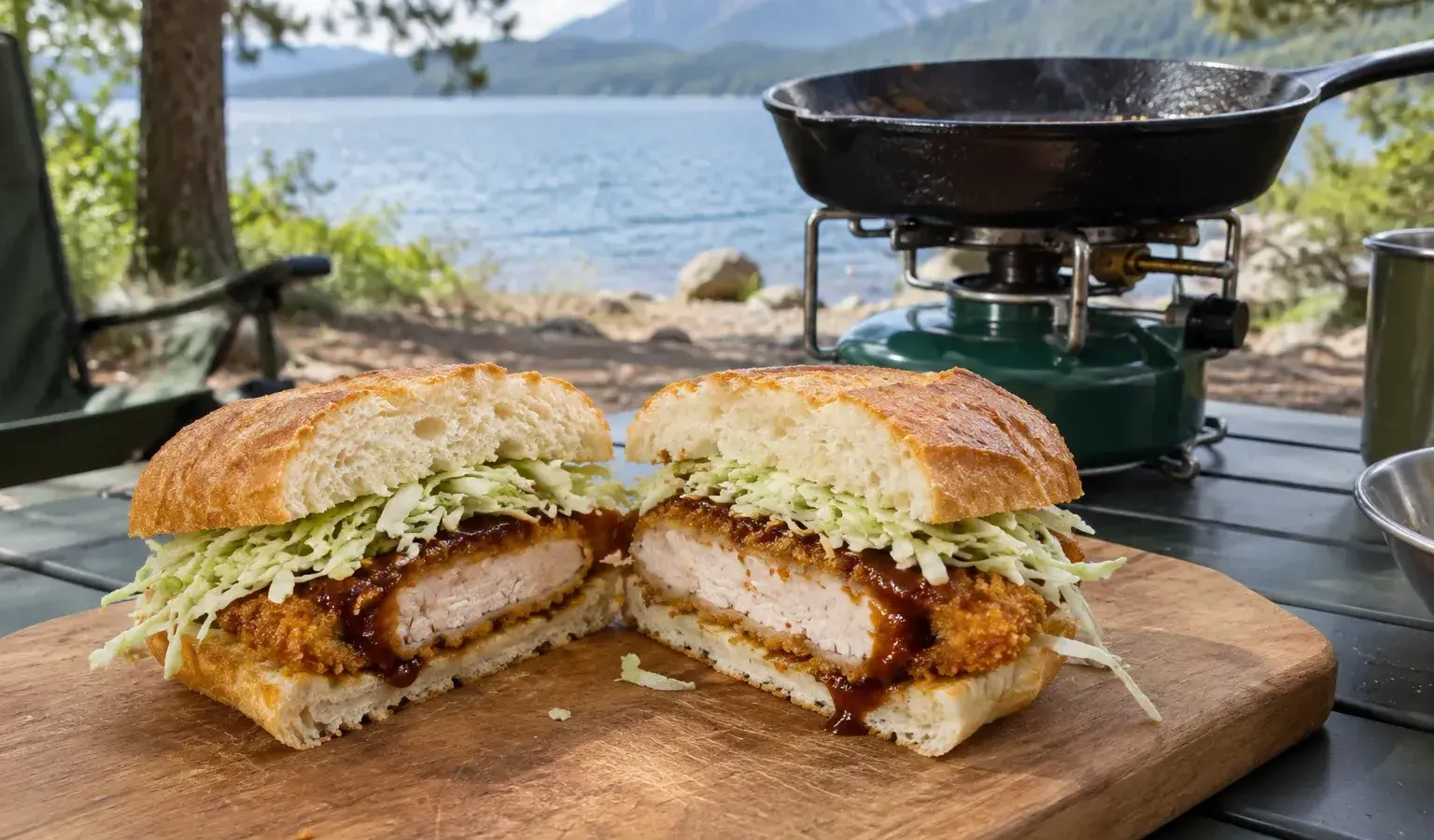 Cast-Iron Chicken Katsu Sandwiches with Tangy Tonkatsu Sauce and Cabbage Crunch