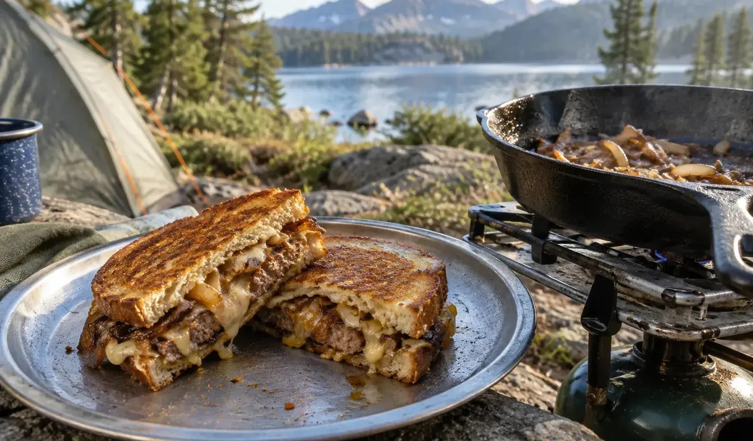 Cast-Iron Diner Patty Melts with American Cheese, Swiss and Caramelized Onions