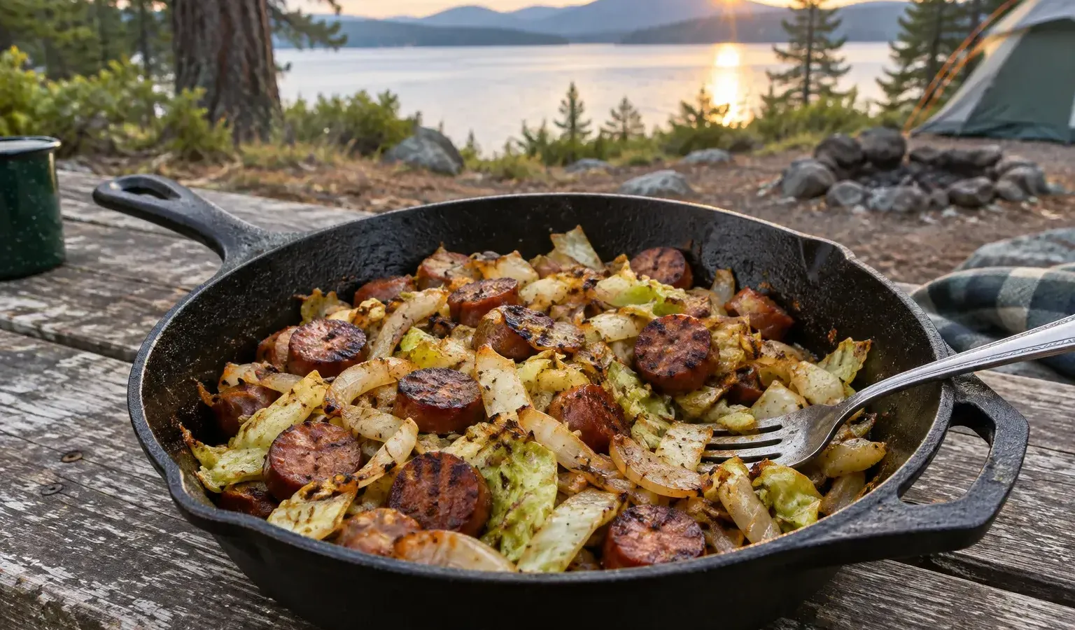 Cast-Iron Kielbasa and Cabbage Skillet