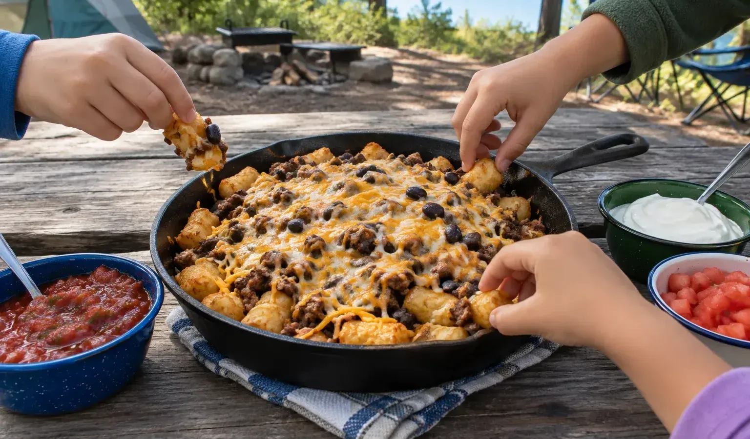 Cast-Iron Taco Tater Tot Nachos Kids Can Build Themselves