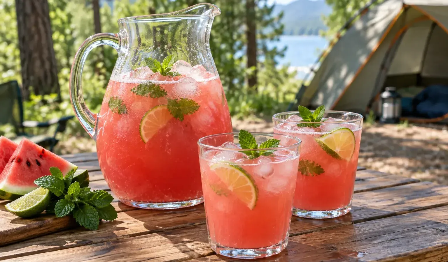 Fresh Watermelon Lime Agua Fresca with Mint (No-Cook Camp Drink)