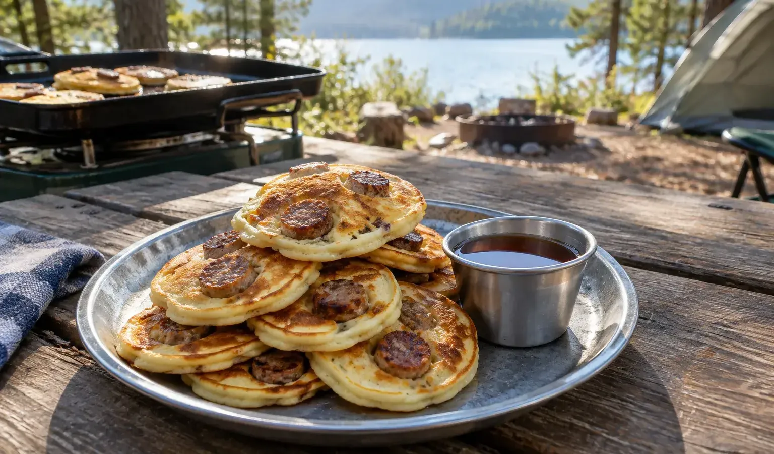 Griddle Sausage Pancake Dippers Kids Love with Maple-Mustard Dip