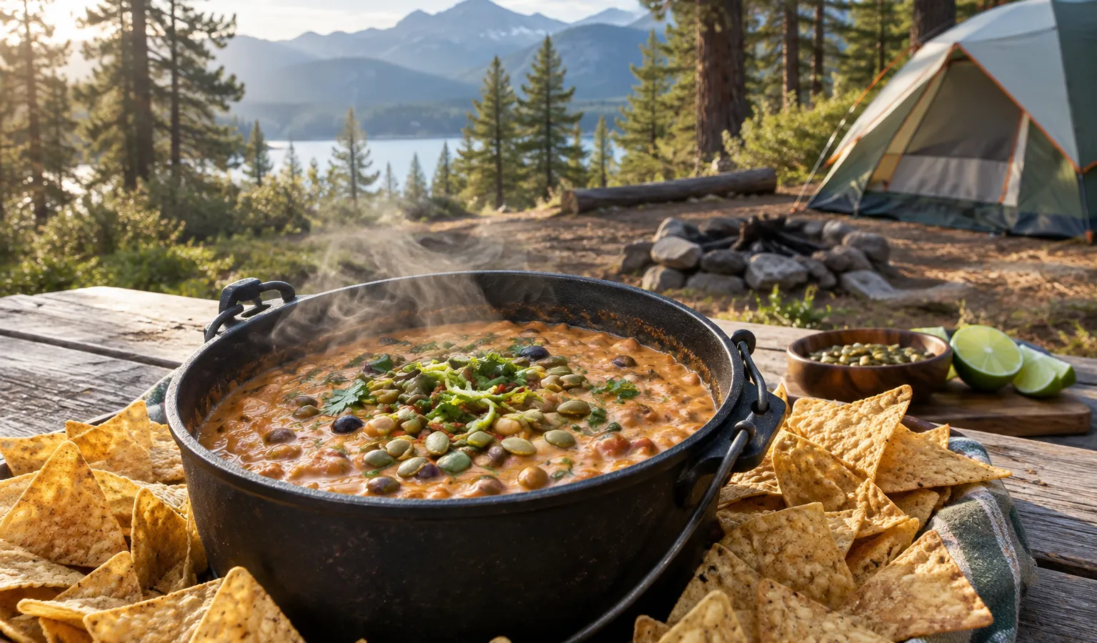 Just-Add-Water Chili-Lime Refried Bean Dip with Crispy Chips