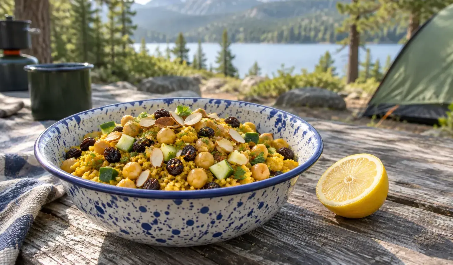 Just-Add-Water Curried Couscous with Chickpeas, Golden Raisins and Lemon