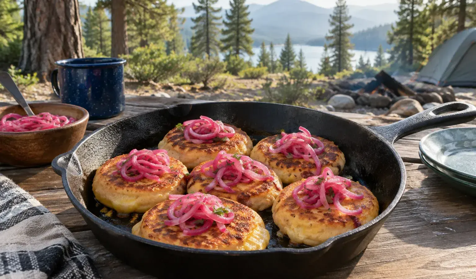Just-Add-Water Masa Cheese Rounds with Quick Lime Pickled Onions