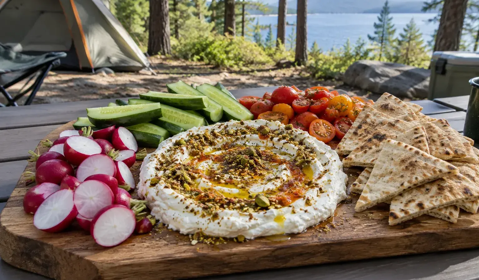 No-Cook Labneh Mezze Board with Pistachio Dukkah and Hot Honey