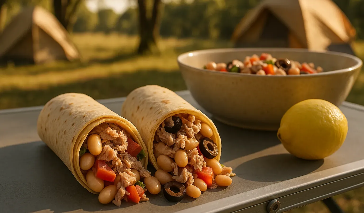 No-Cook Lemon-Herb White Bean and Tuna Wraps