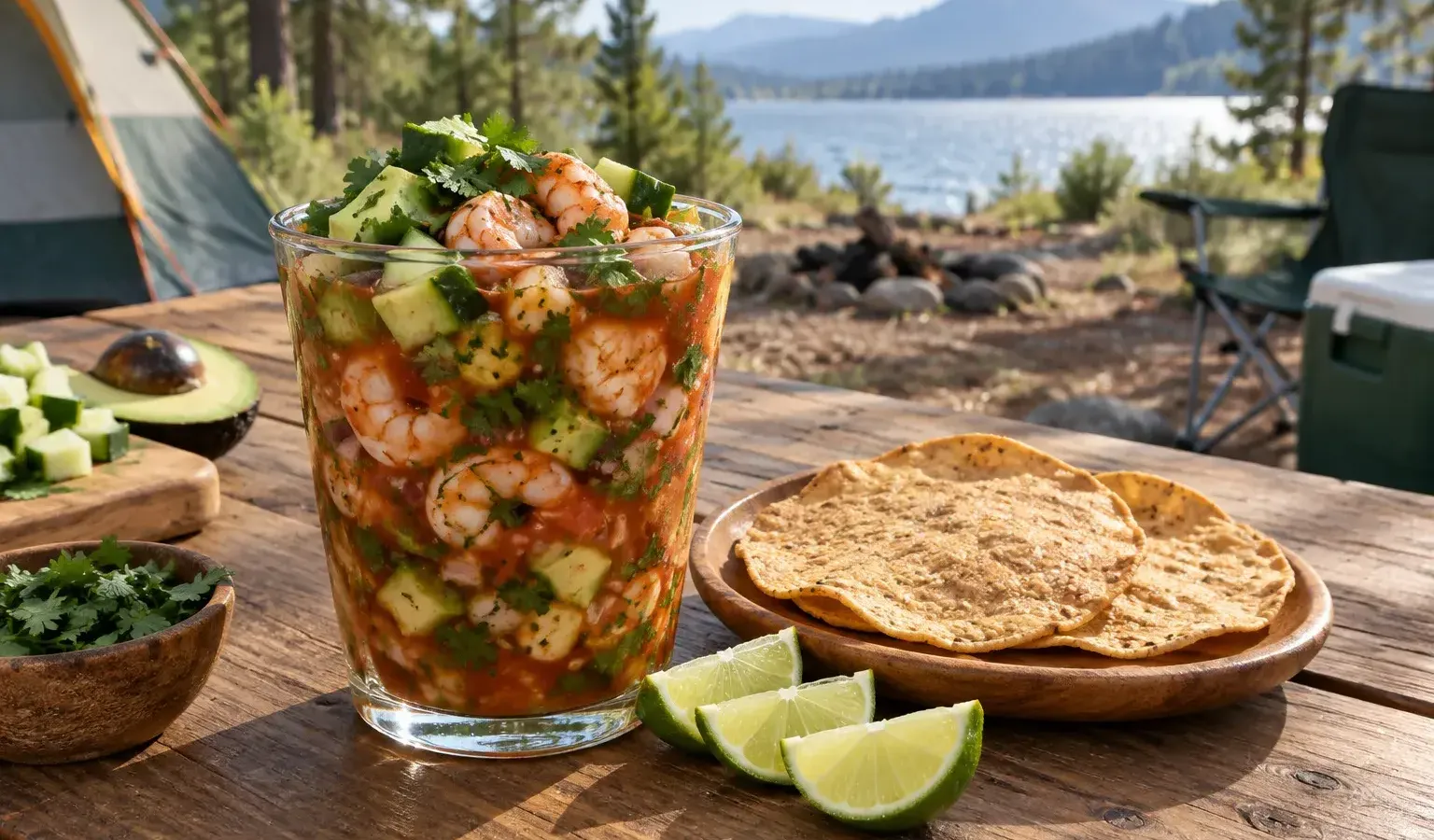 No-Cook Mexican Shrimp Cocktail (Coctel de Camarones) with Avocado and Cucumber