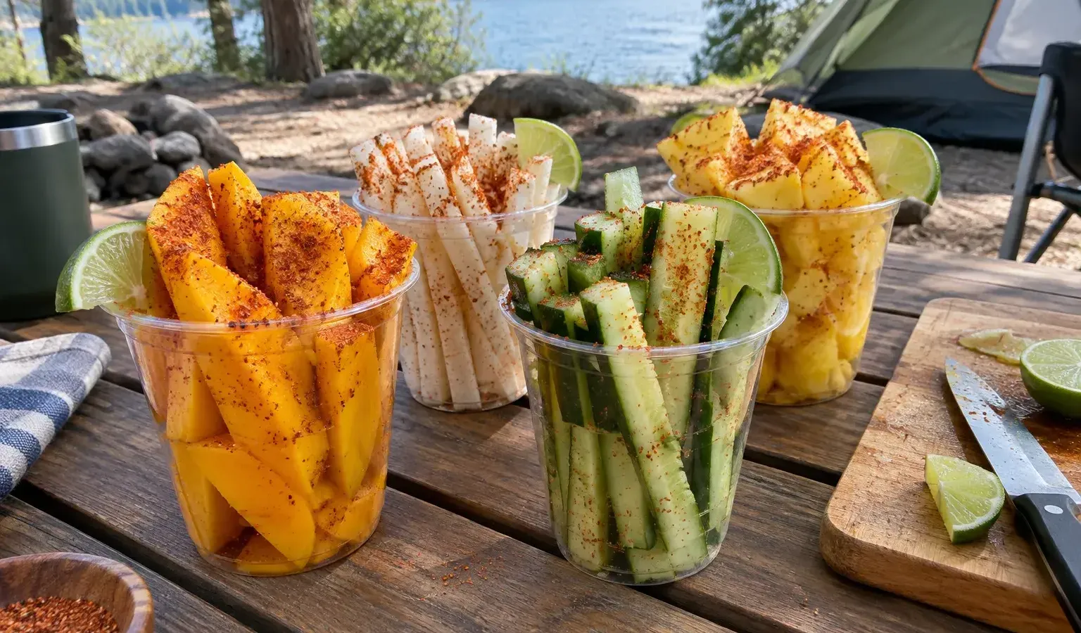 No-Cook Mexican Street Fruit Cups (Fruta con Chile) with Jicama, Mango and Chili-Lime Salt