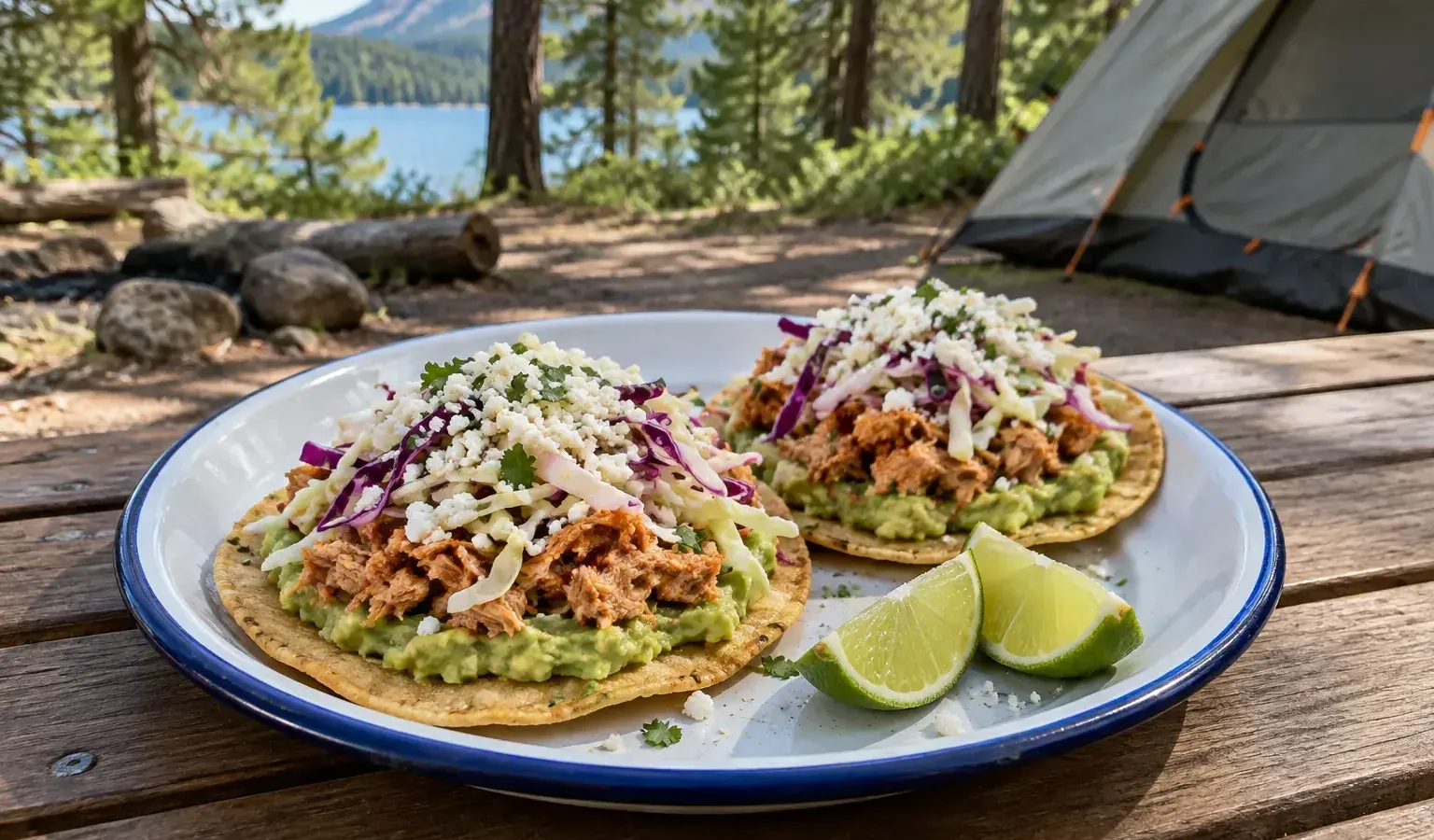 No-Cook Mexican Tuna Tostadas (Tostadas de Atún) with Chipotle Lime Crema and Avocado
