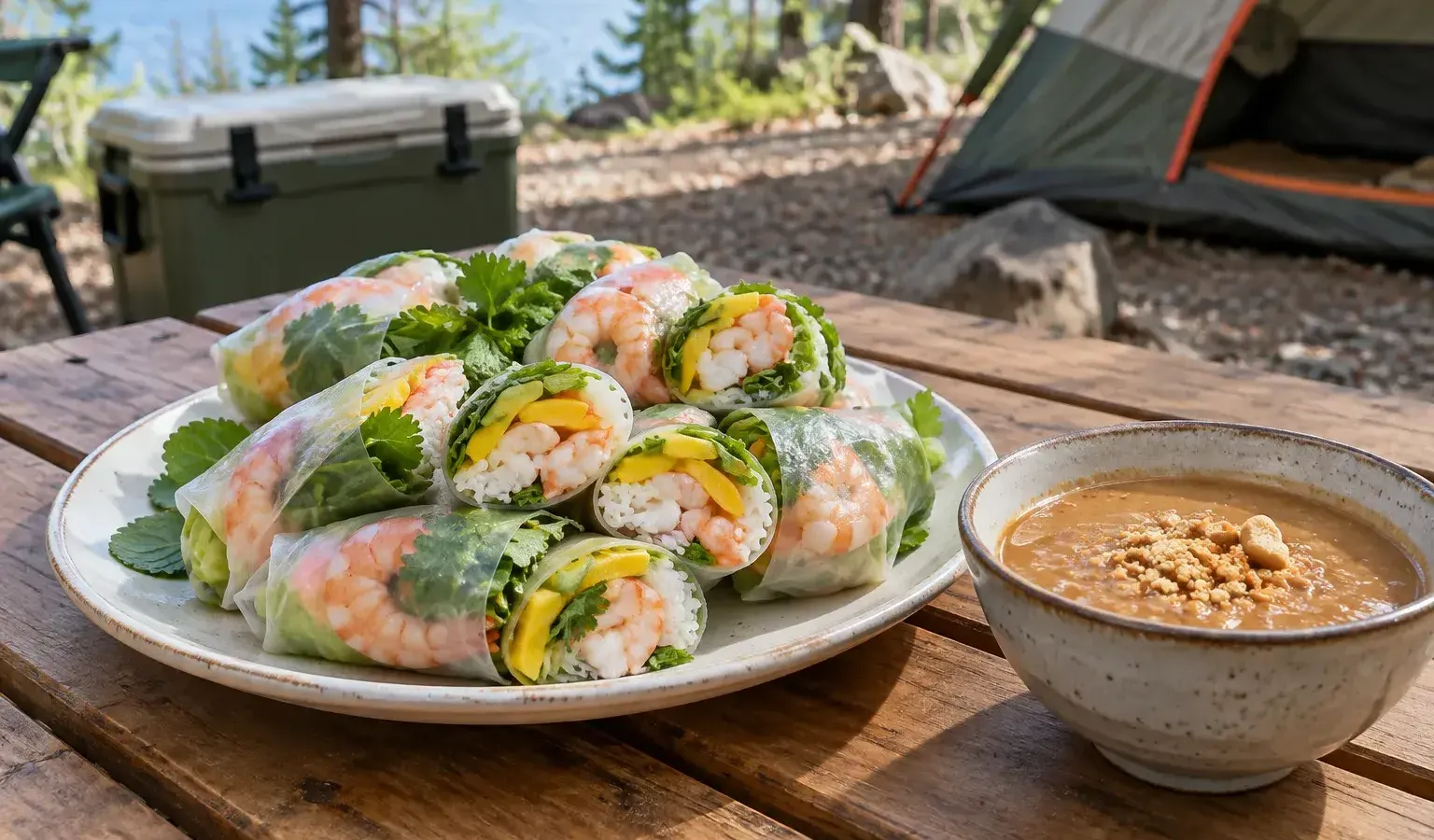 No-Cook Shrimp and Mango Summer Rolls with Peanut-Lime Dipping Sauce