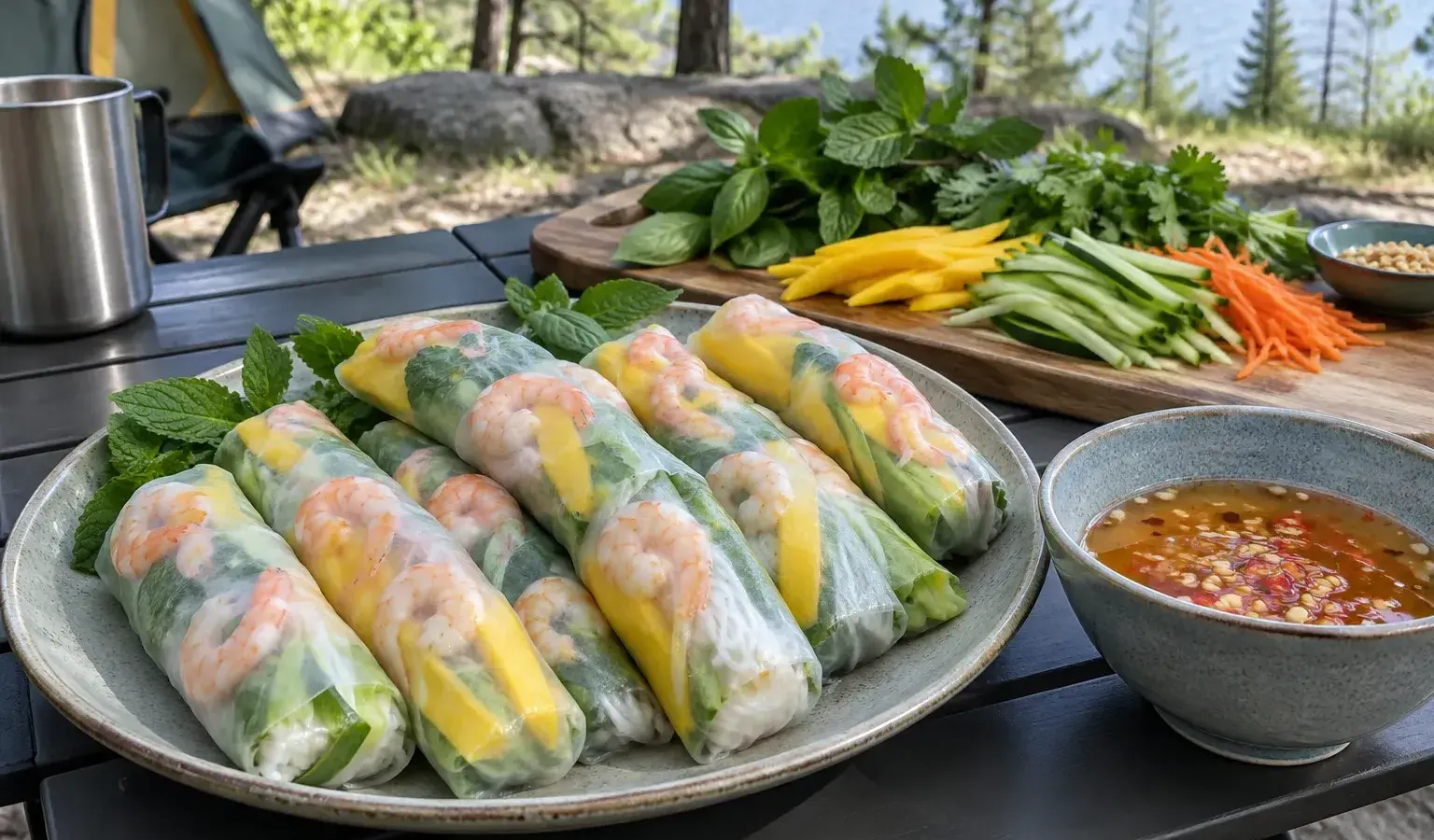 No-Cook Shrimp and Mango Vietnamese Summer Rolls with Nuoc Cham