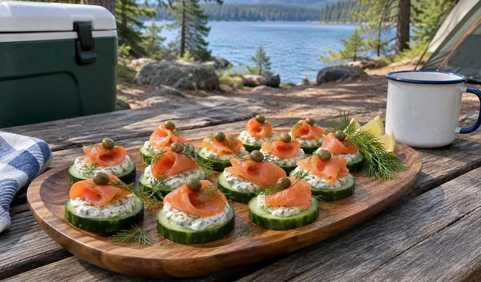 No-Cook Smoked Salmon Cucumber Rounds with Lemon-Dill Cream Cheese