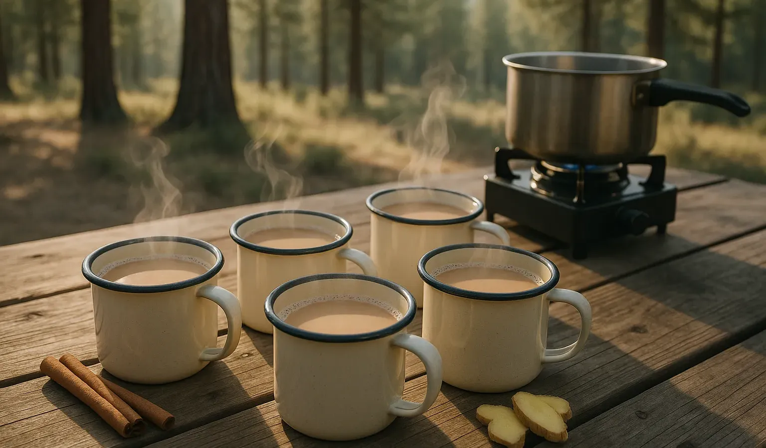 One-Burner Camp Chai with Fresh Ginger and Cardamom
