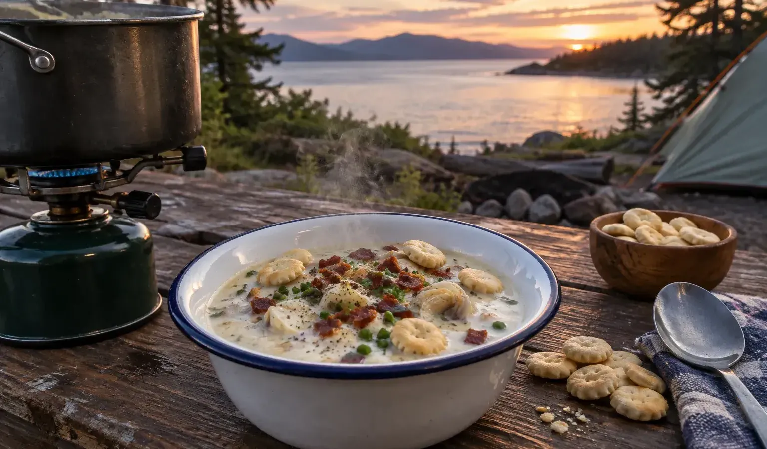 One-Pot American Clam Chowder, New England Style, with Bacon and Potatoes