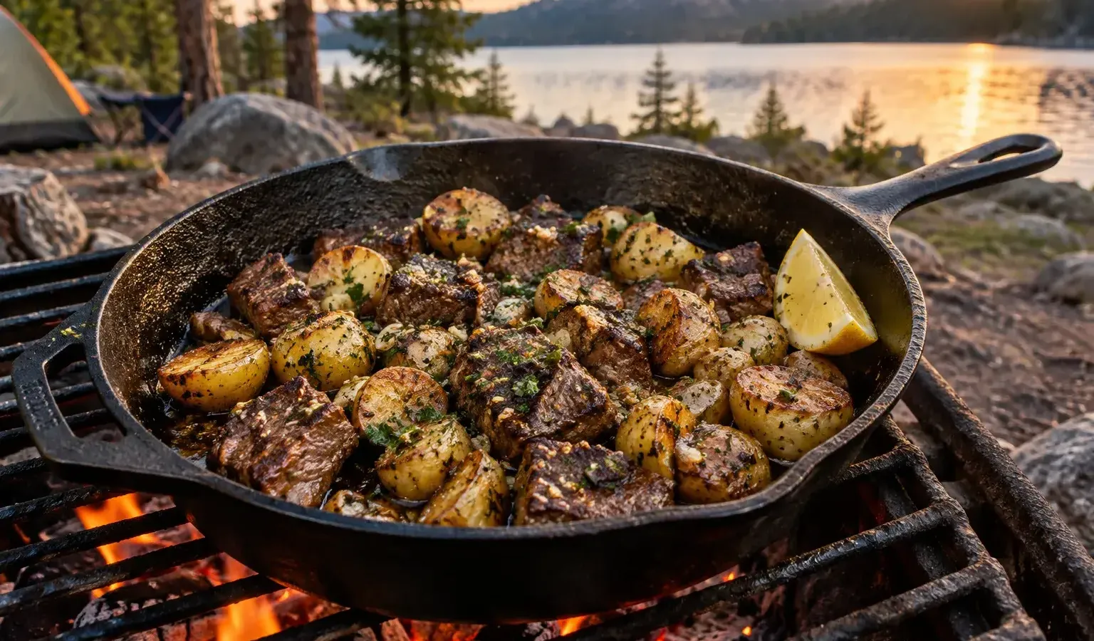 Cast-Iron Garlic Butter Steak Bites with Crispy Potatoes